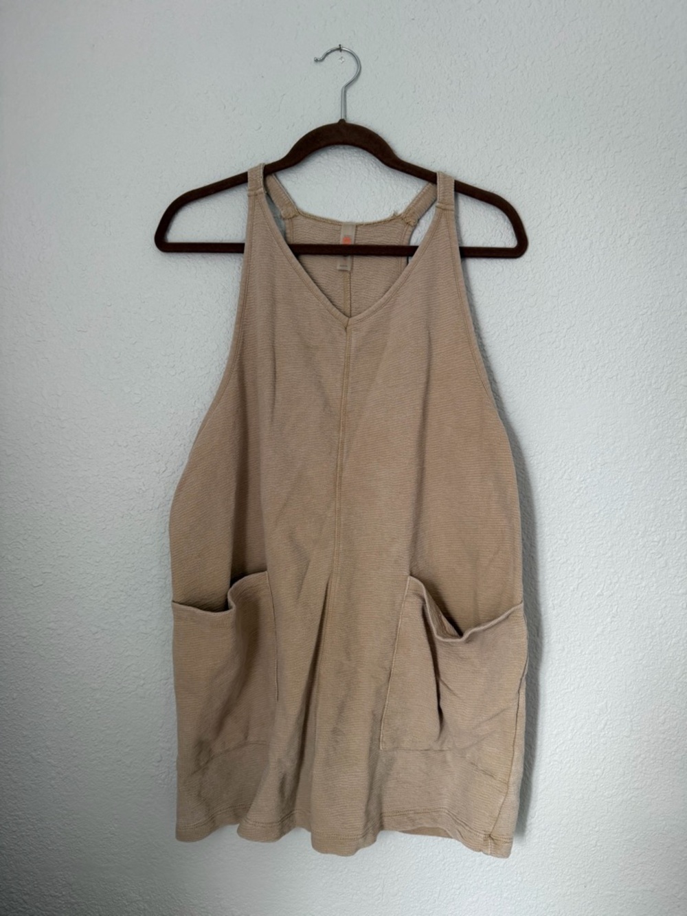 Mono B Beige Tank Romper with Pockets